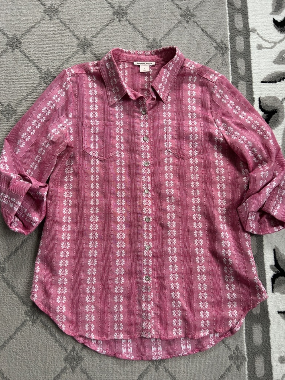 Allison Daley Rose-Pink Printed Button-Down Shirt